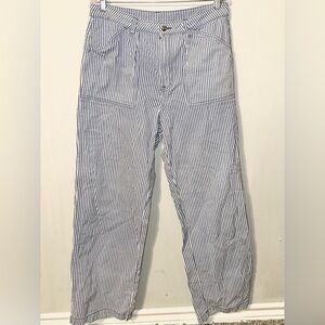 H&M Blue and White Striped Wide Jeans